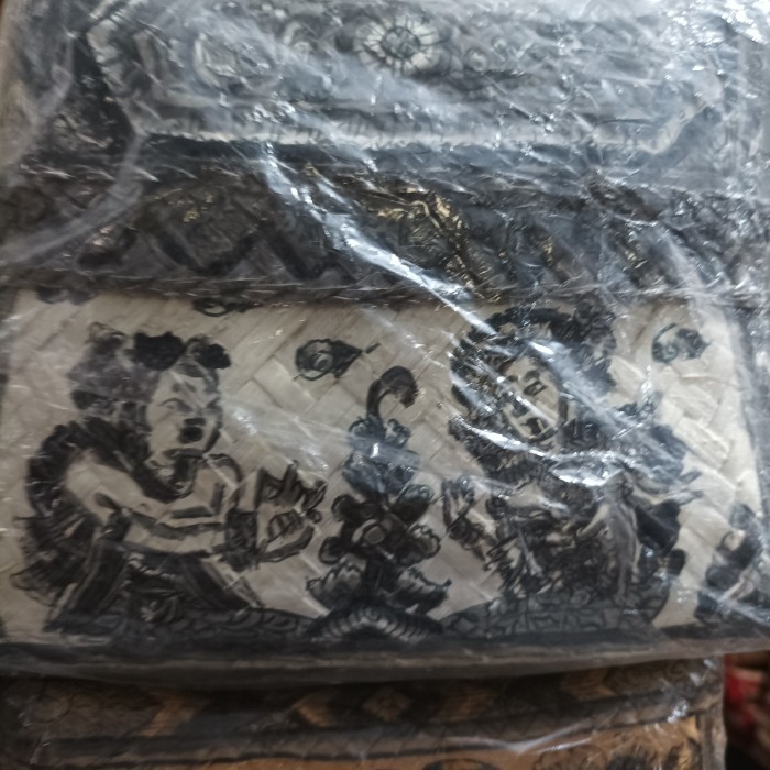 Kualitas terbaik] keben banten bambu gambar wayang Bali 20*18