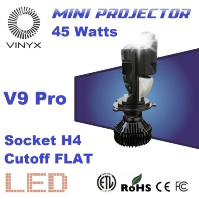 LAMPU LED VINYX V9 PRO 45W PROJIE H4 MINI PROJECTOR LENSA MOTOR MOBIL