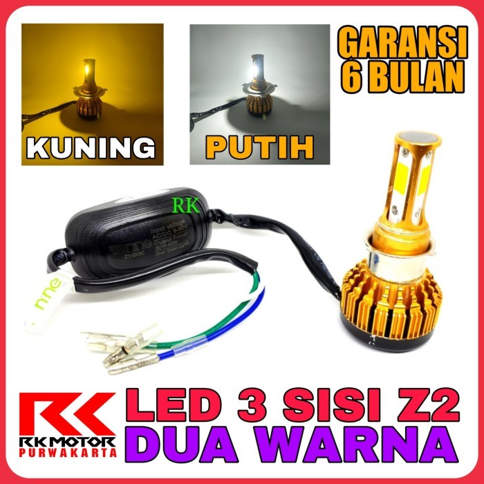 LAMPU LED MOTOR LUMINOS Z2 DUA WARNA PUTIH KUNING LED H4 H6 H7 ACDC