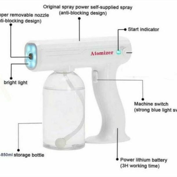 Atozer Disinfectant Nano Spray Cordless/Tanpa Kabel/Fogging Wireless