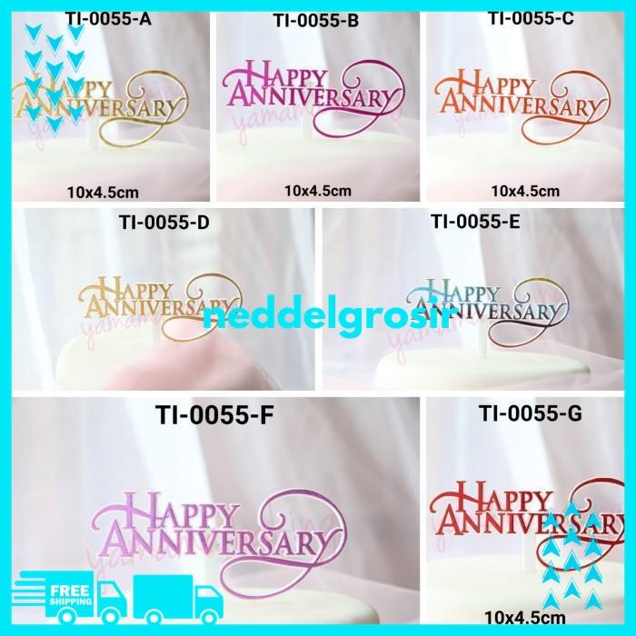 CAKE TOPPER HIASAN KUE TULISAN PLASTIK HAPPY ANNIVERSARY     HIGHT QUALITY 
