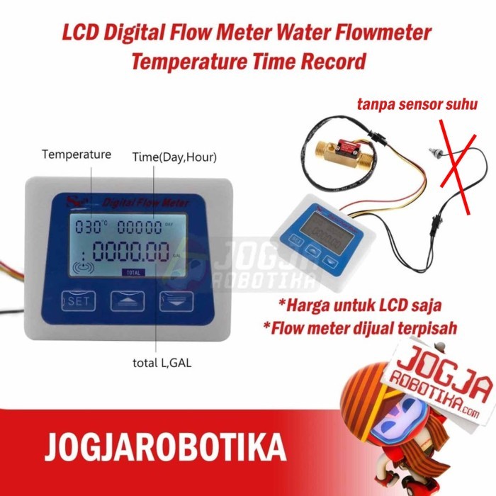 

newgan!! LCD Digital Flow Meter Water Flowmeter Temperature Time Record