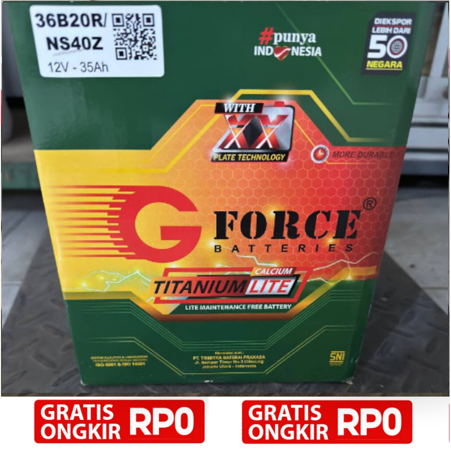 Aki G-Force Titanium Lite NS40Z / 36B20R Original Asli 100%