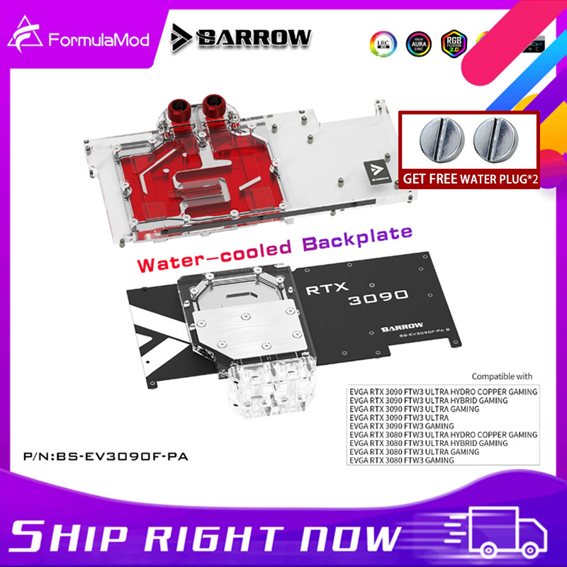 New Barrow 3080 Gpu Water Cooling Block Backplane For Evga