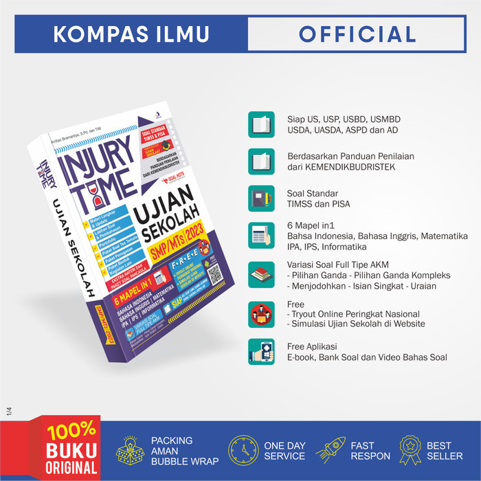 

Buku INJURY TIME UJIAN SEKOLAH SMP/MTs 2023 BEST SELLER (Kompas Ilmu)