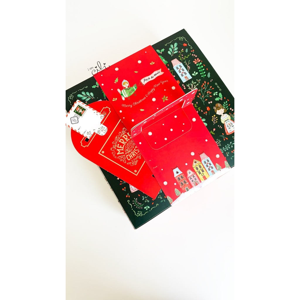 

(Box 22 X 22 X 8 Cm Natal) Kotak Kue Kering Bolu Lapis Toples Natal Christmas (10 Pcs) Terbaik