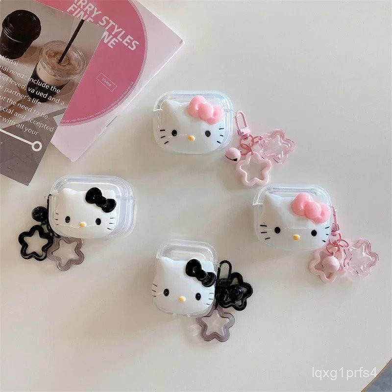 Hello Kitty For Airpods Pro 2 Case,Cute 3D Cartoon Earphone Anime Cover With Small Bell For Airpods 