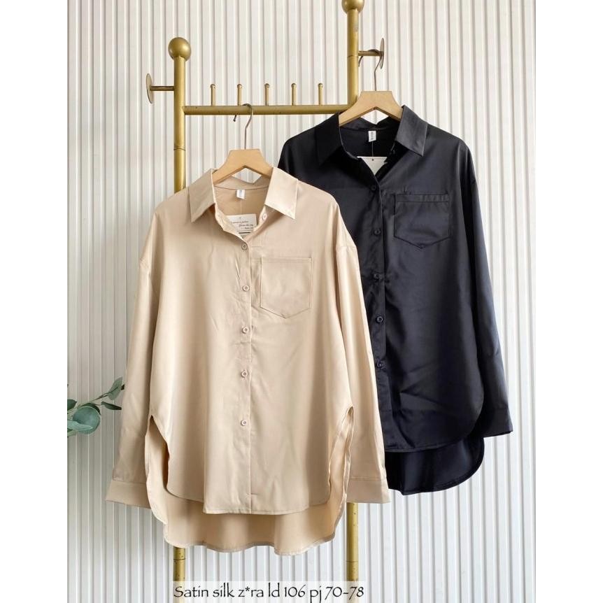 Baju Atasan Satin Silk Import Jumbo Wanita / Fahsion Kemeja Cewek CS