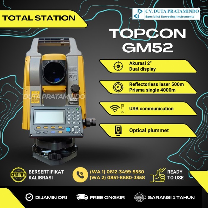 

newgan!! ALL NEW Total Station TOPCON GM52 2 detik 2 layar TS GM 52 GM-52 PROMO