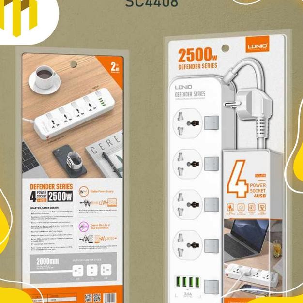 Ldnio Sc4408 Stop Kontak Colokan Listrik Universal & Usb Fast Charger