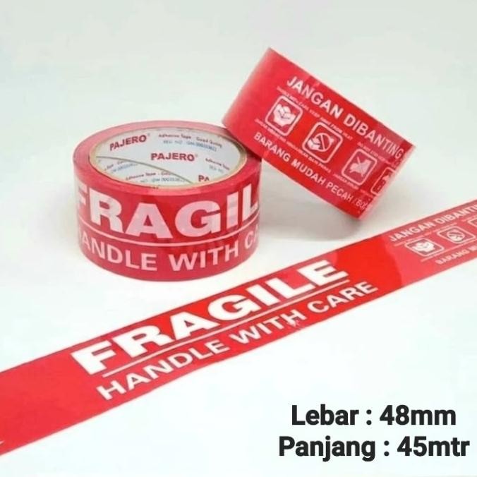 

~^~^~^] Solasi OPP Lakban Merah Fragile adhesive tape / Solasi Lakban Fragile