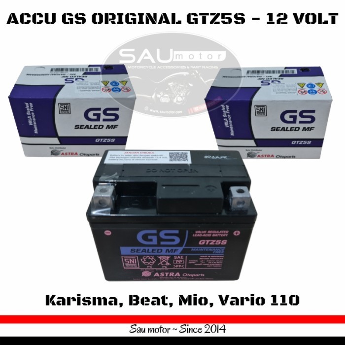 ACCU GS AKI MOTOR GS GTZ5S ORIGINAL GS ASTRA AKI MOTOR KERING AKI GS