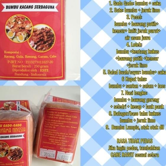 

Bumbu Kacang Serbaguna Ny. Purnama U/ Gado2/ Pecel/ Sate/ Lotek Dll