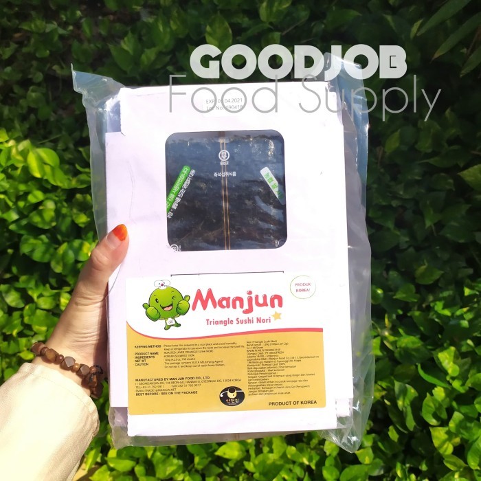 

Onigiri Manjun Halal 100'STriangle Sushi Nori 100 Lembar Manjun Korea Terbaru