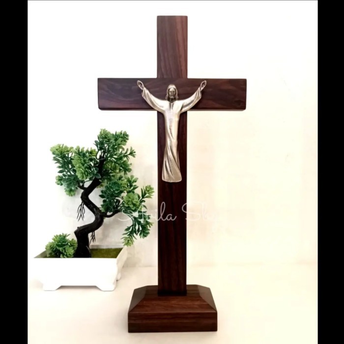 *****] Salib Duduk Yesus Bangkit 30cm Rohani Katolik