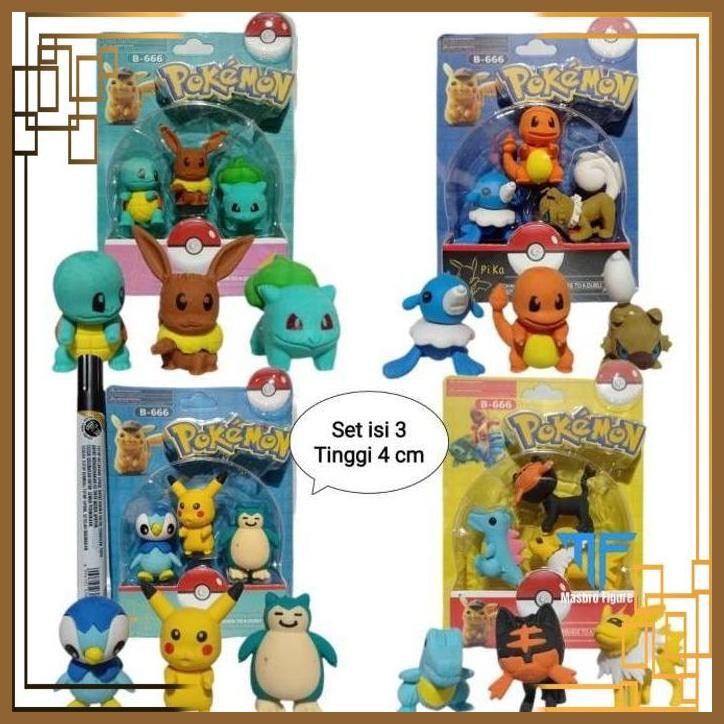 

[MBF] PENGHAPUS PENSIL ERASER KARAKTER POKEMON SET ISI 3 PCS