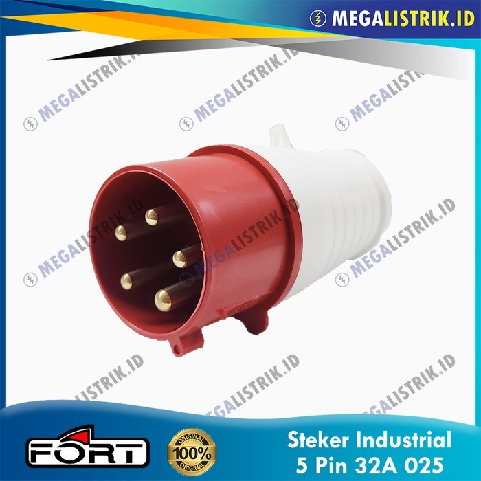 FREE ONGKIR FORT STEKER INDUSTRIAL 5 PIN 32A / PLUG GENSET 5 KAKI 32 A CEE 025 FREE ONGKIR