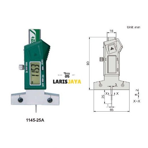 

newgan!! Insize Mini Digital Depth Gage / Alat Ukur Kedalaman Alur Ban