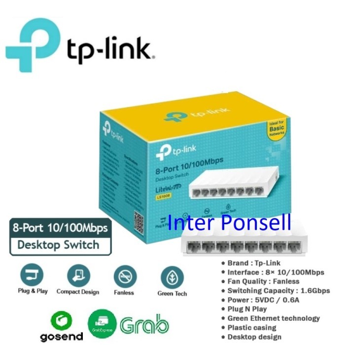Terbaru Switch Hub Tp Link 8 Port Ls1008 10/100Mbps Desktop Switch Hub