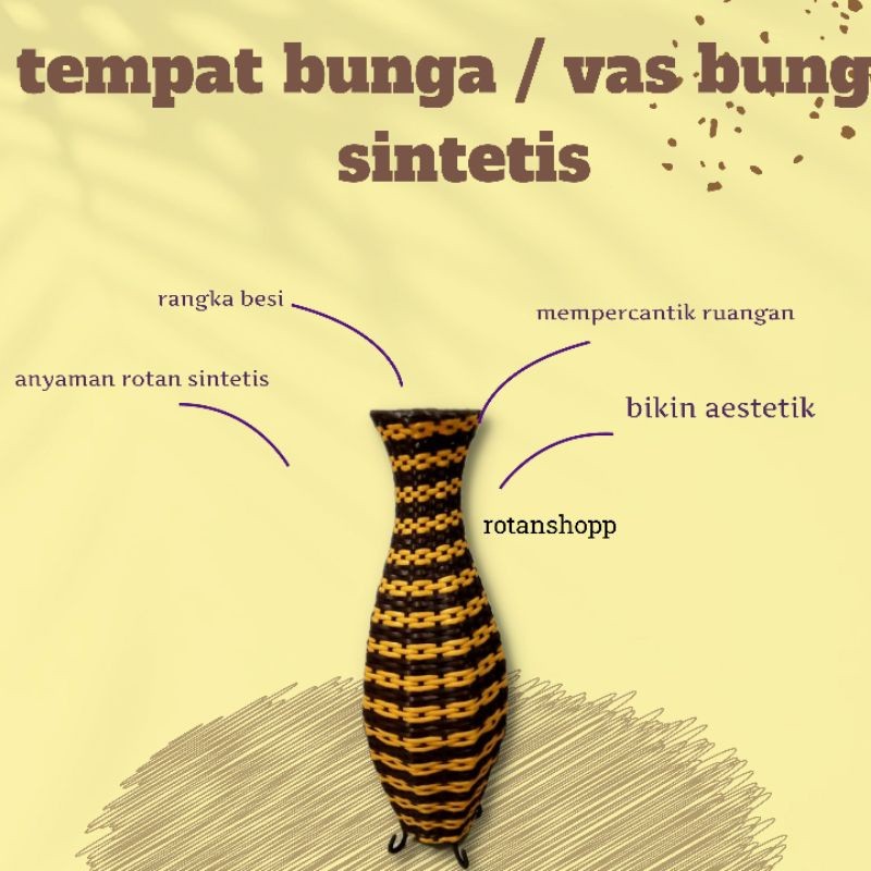 VAS BUNGA SUDUT ROTAN SINTETIS/ GUCI SUDUT ROTAN SINTETIS