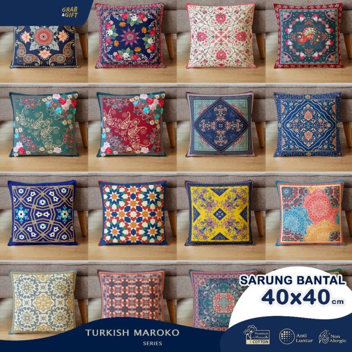 Sarung Bantal Sofa Motif Maroko 40X40 Timur Tengah Arabik Marocco Tile Turkish Turki Andgift