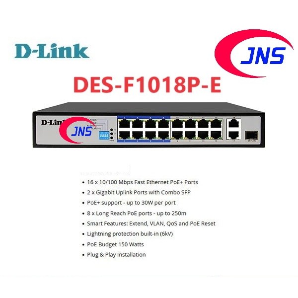 D-LINK DES-F1018P-E 18-Port PoE Switch