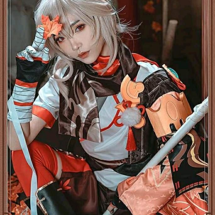 Ready Kazuha Cosplay Wig Costume Geta Genshin Impact