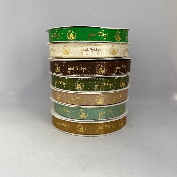 

KV Pita Satin Taiwan Lebaran 1.5cm x 50 Yard Tulisan Idul Fitri Motif