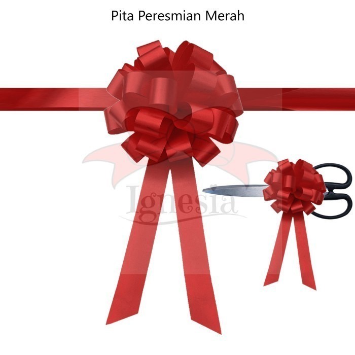 

Pita Satin Peresmian Merah Kombinasi Set Gunting Potong Pita Kantor