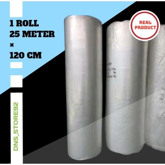 1 Roll 25meter Plastik Bening Pe 2Lapis Lebar 120cm Tebal 0'5mm /