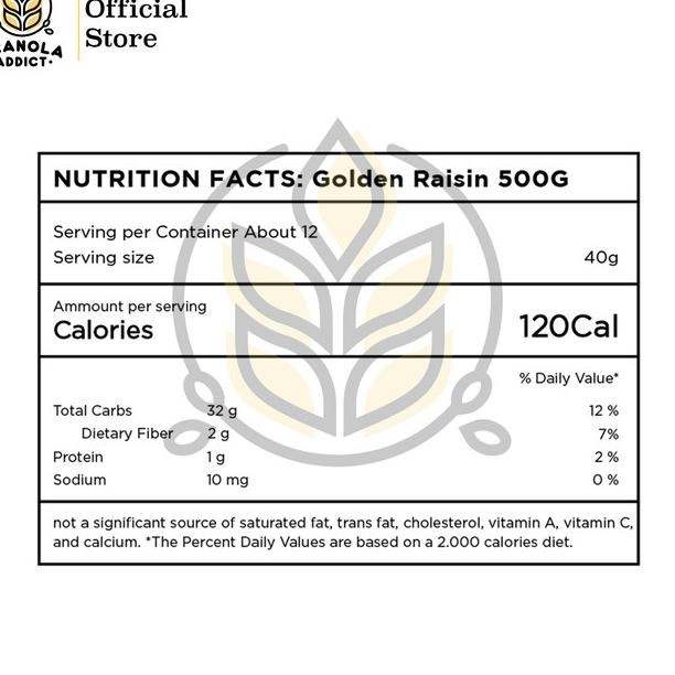 

Dried Golden Raisin / Kiss Kuning 500G - Granola Addict Ingredients