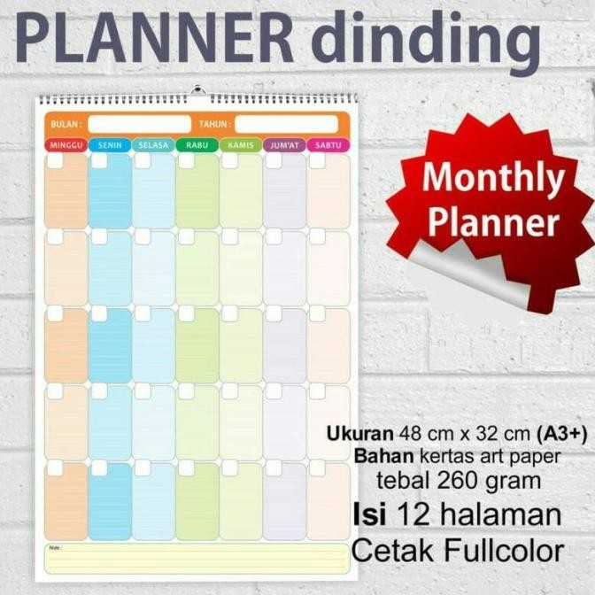 

Sale Planner Dinding Bulanan / Schedule Calendar / Planner Setahun