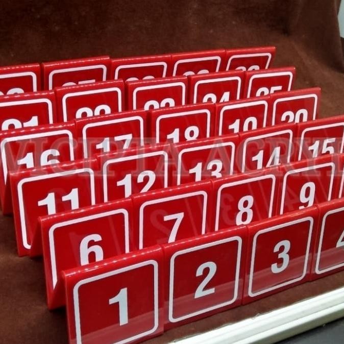 

TERMURAH - Acrylic Nomer Meja 1-30 Merah