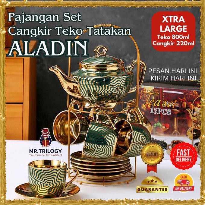 BEBAS ONGKIR - Hampers Cangkir Set Teko Tatakan ALADIN Gelas Souvenir Pajangan Set