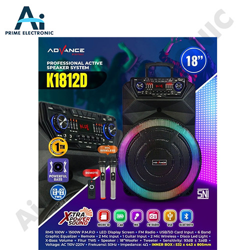 ORIGINAL ADVANCE K 1812 D Speaker 18 inch Bluetooth 2 Mic