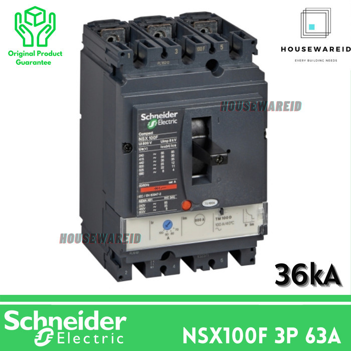 Termurah Mccb 3 Phase 63 Ampere 3P 63A Breaker Schneider Nsx100F Tm63D Original
