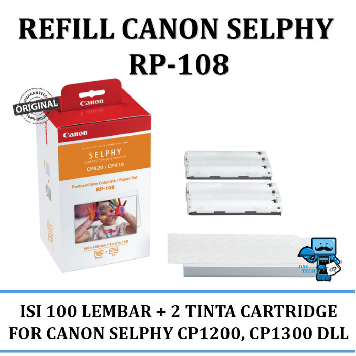Refill Printer Selphy Canon RP-108 Selphy CP820 CP910 - Dealer Resmi