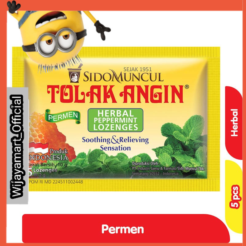 

SIDOMUNCUL Tolak Angin Herbal Peppermint Lozenges Permen Pelega Tenggorokan 5 pcs