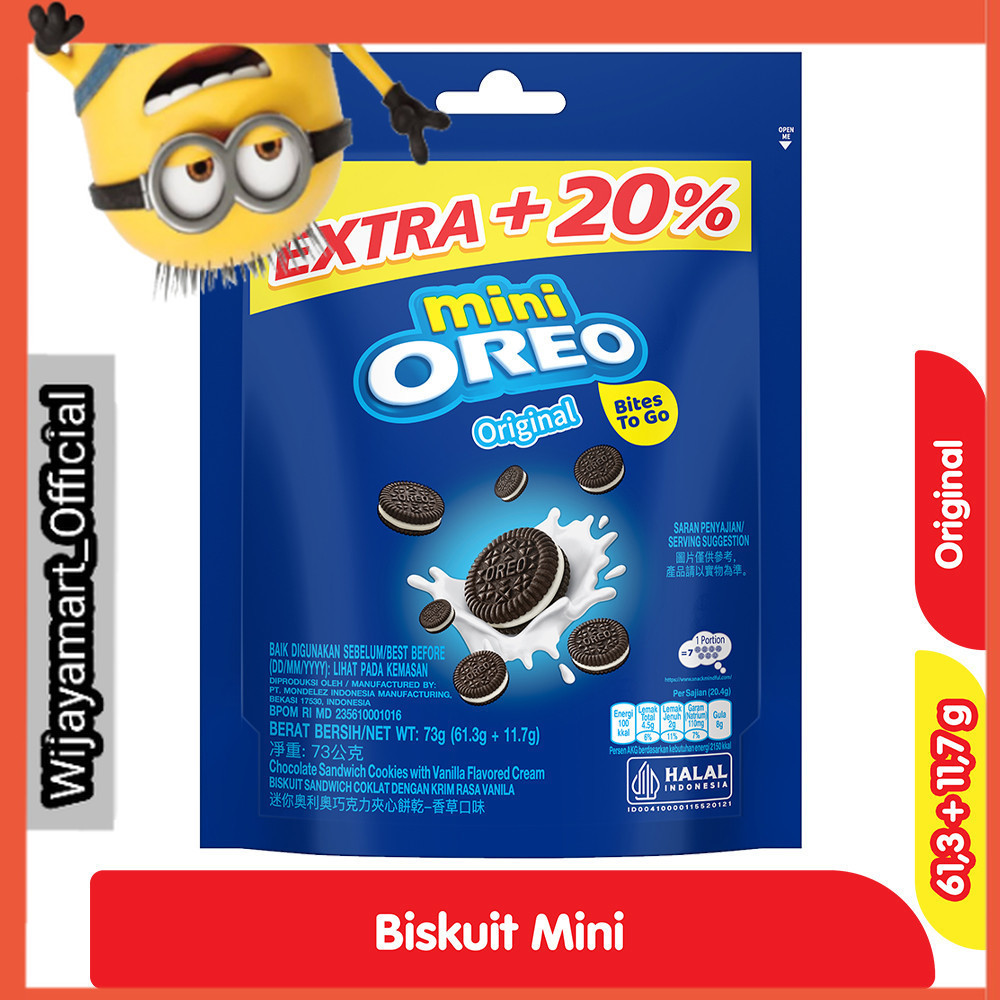 

Oreo Mini Biskuit Krim Vanila Original 61.3 + 11.7 g