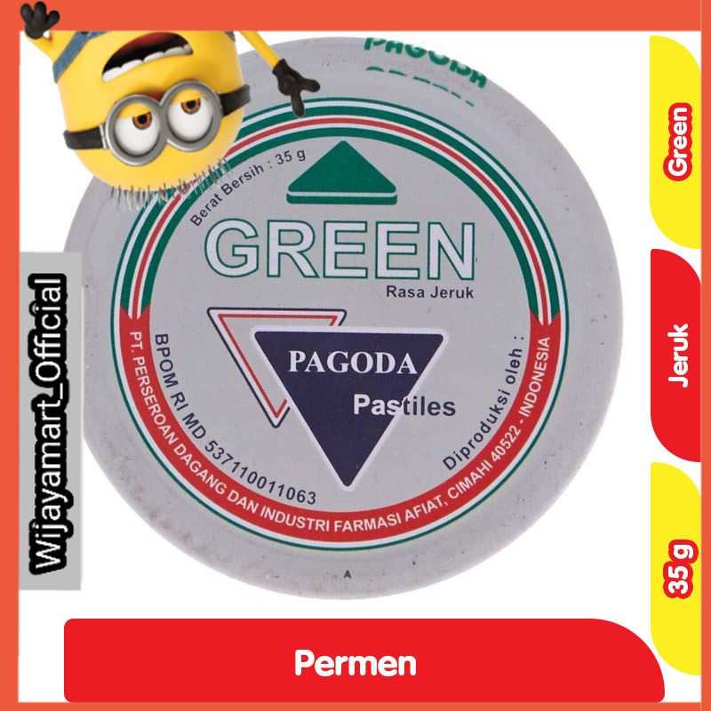 

Pagoda Permen Pastiles Mint Green 35 g