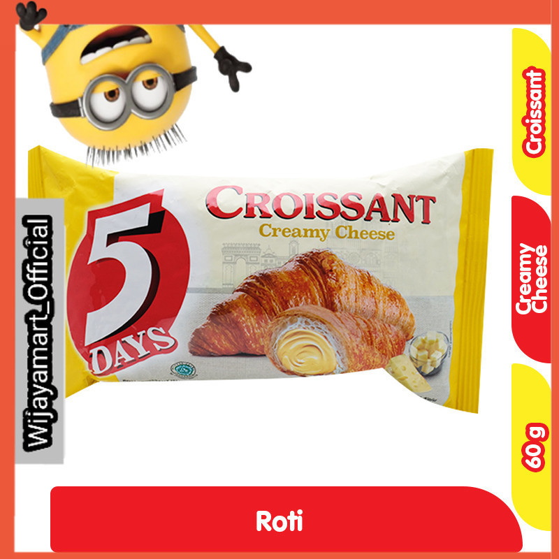 5Days Roti Croissant Isi Fla Keju 60 g