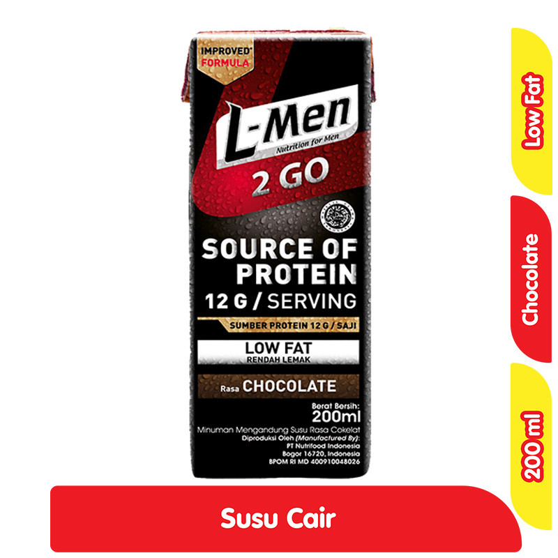 

L-Men 2 Go Whey Protein Cokelat Rendah Lemak 200 ml
