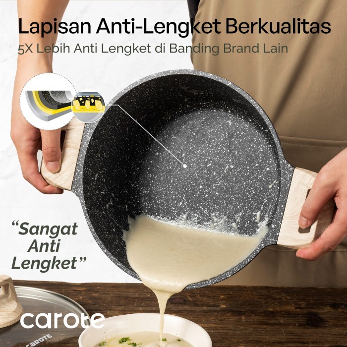 Carote Essential Woody Panci Anti Lengket Casserole Batu Granit