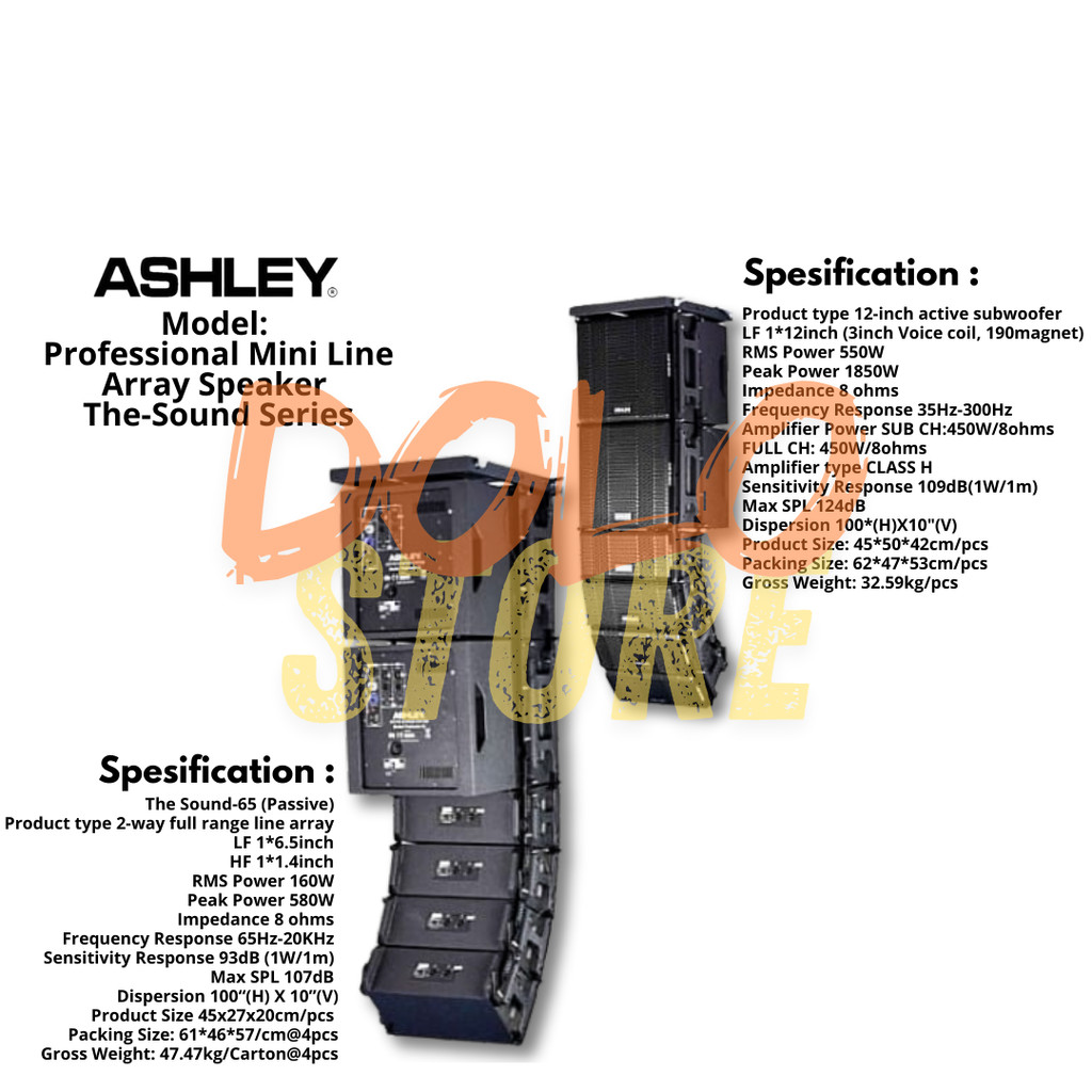 ORIGINAL ASHLEY PAKET PROFFESIONAL MINI LINE ARRAY SPEAKER THE SOUND SERIES