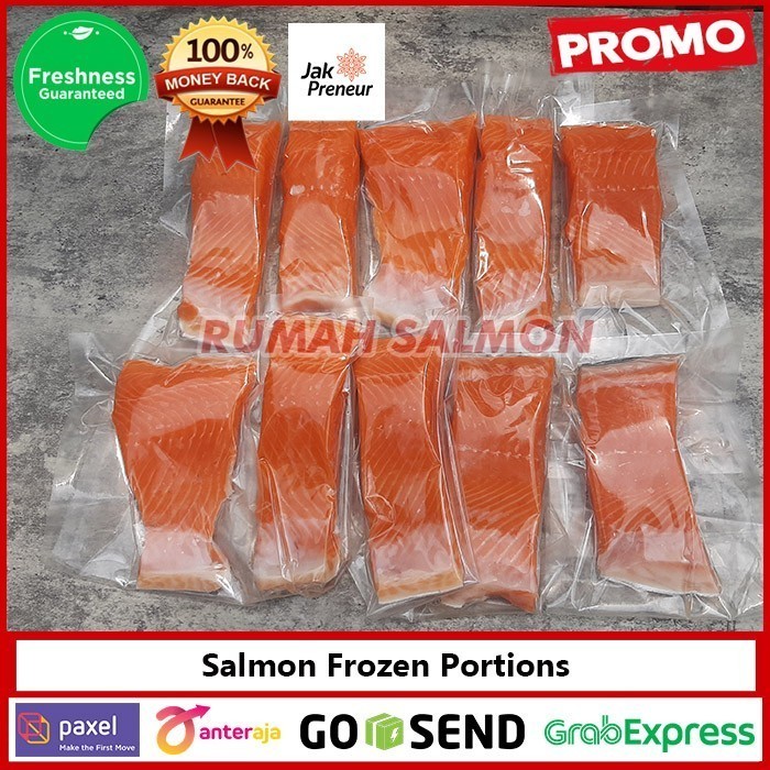 

Salmon Fillet Frozen 1 Kg Cut 5 / Ikan Salmon Tanpa Tulang Grade A