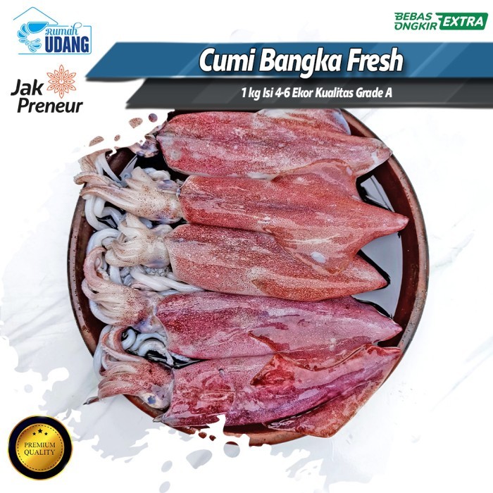 

Cumi Cumi Segar Jumbo Cumi Bangka Uk 4-6Ekor 1Kg Fresh Bangka Squid