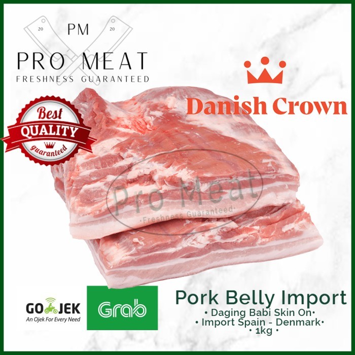 

Daging Babi/ Pork Belly Samcan Import Premium Danish Crown 1Kg Skin On