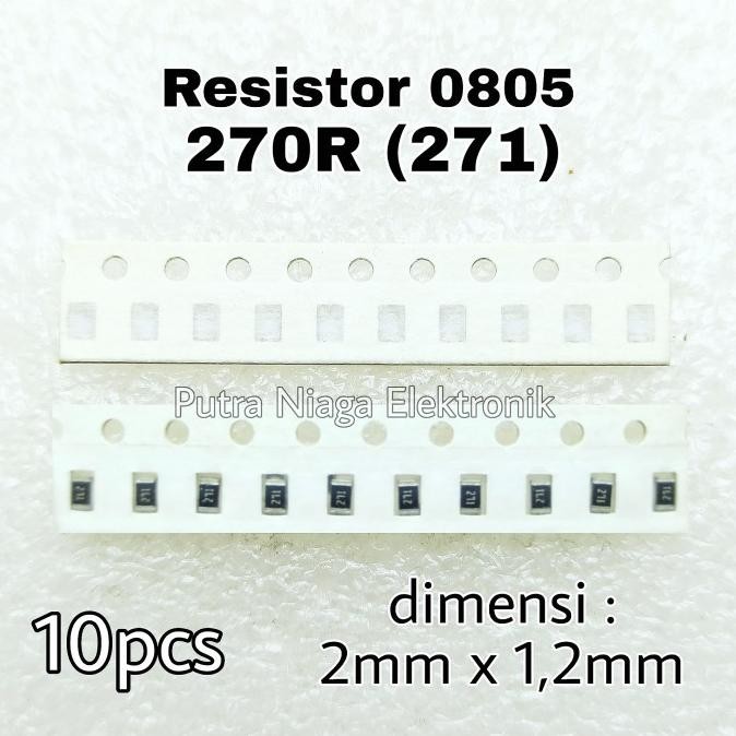 Update (10pcs) Resistor SMD 0805 270R Tahanan 270ohm 270 ohm Marking: 271 putr4n