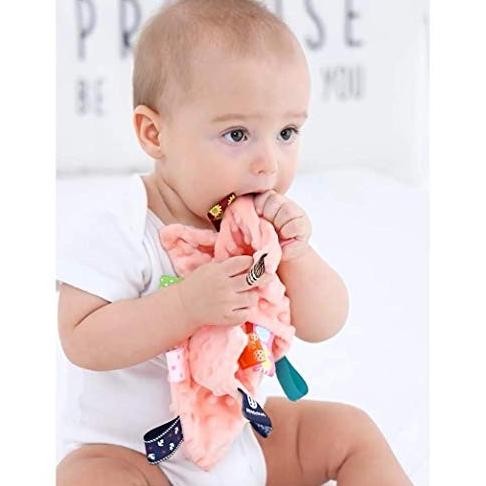 Baby Tags Security Blankets - Baby Soothing Plush Blanket(Blue)