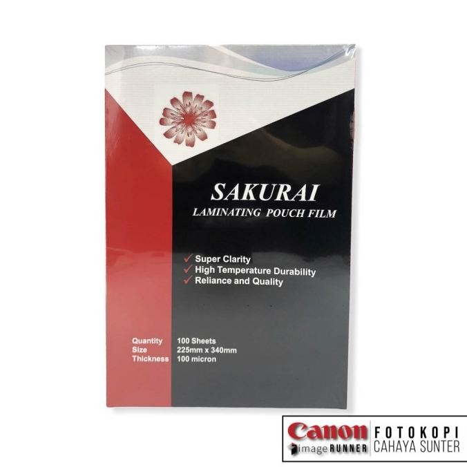 

NEW Plastik laminating SAKURAI Folio F4 ukuran 225mm x 340mm 100micron